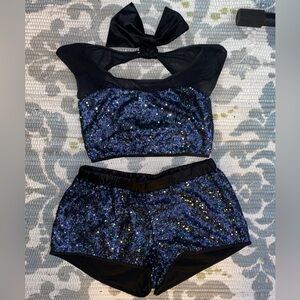 Balera Glittering Blue and Black Crop Top